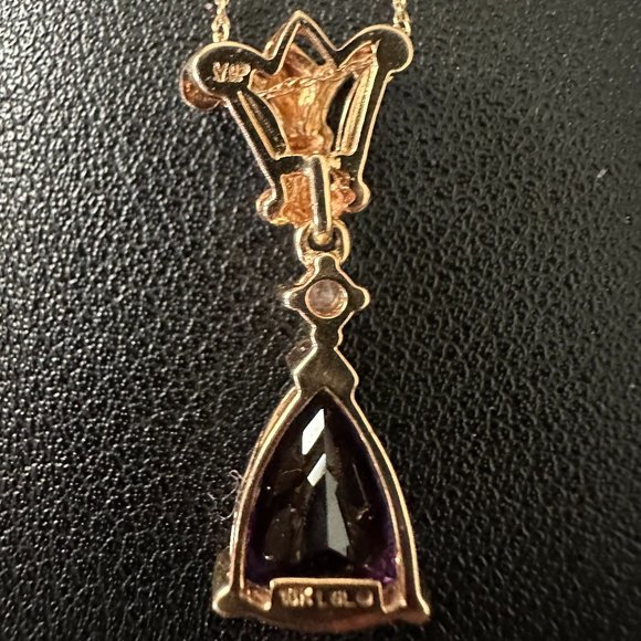 10K Gold Fleur de lis Amesthyst Pare shape with accent Diamond 10K Gold PreOwned - Picture 4 of 6